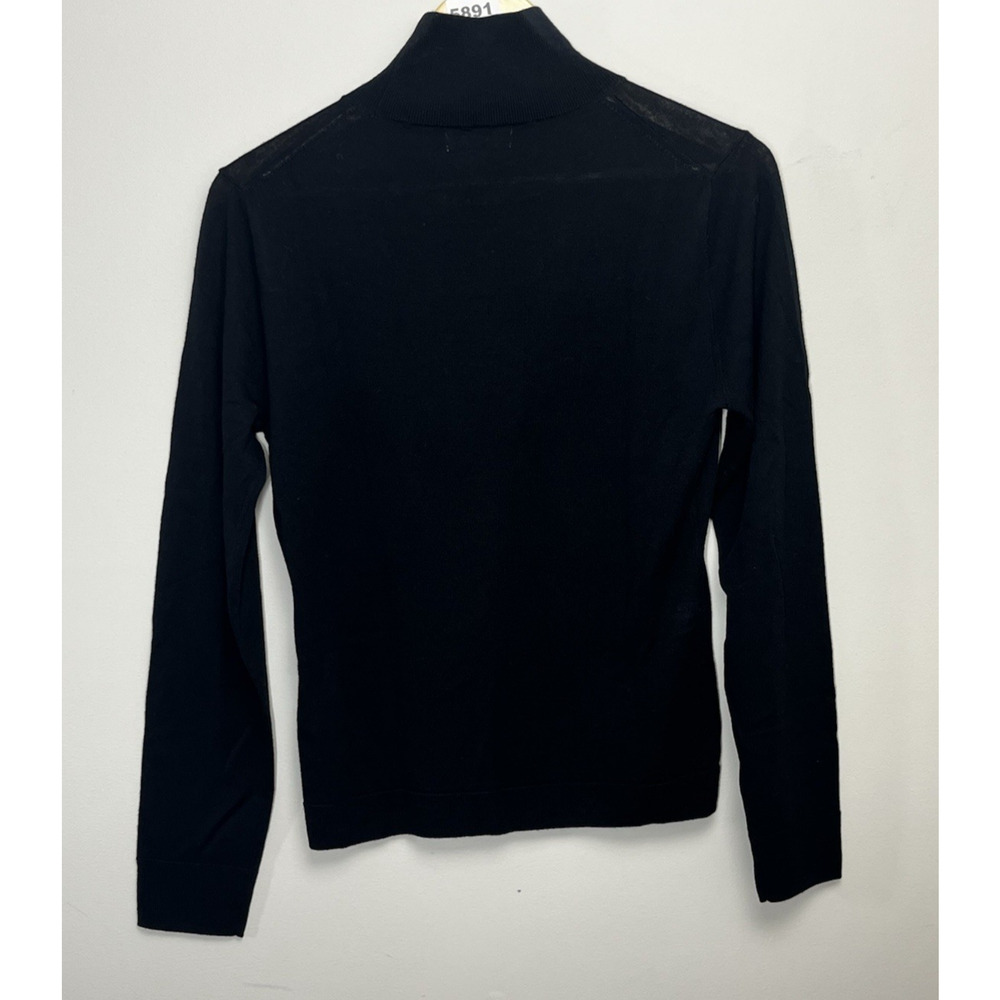 J Crew Carolyn Turtleneck Sweater Merino Wool Medium Black Lightweight Capsule - Picture 2 of 8
